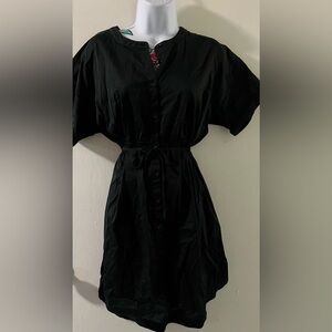 Madison Grey Short Sleeve Button Down Black Dress